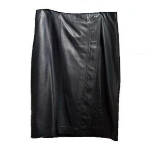 Talbots Classic Leather Skirt Black Womens Size 4